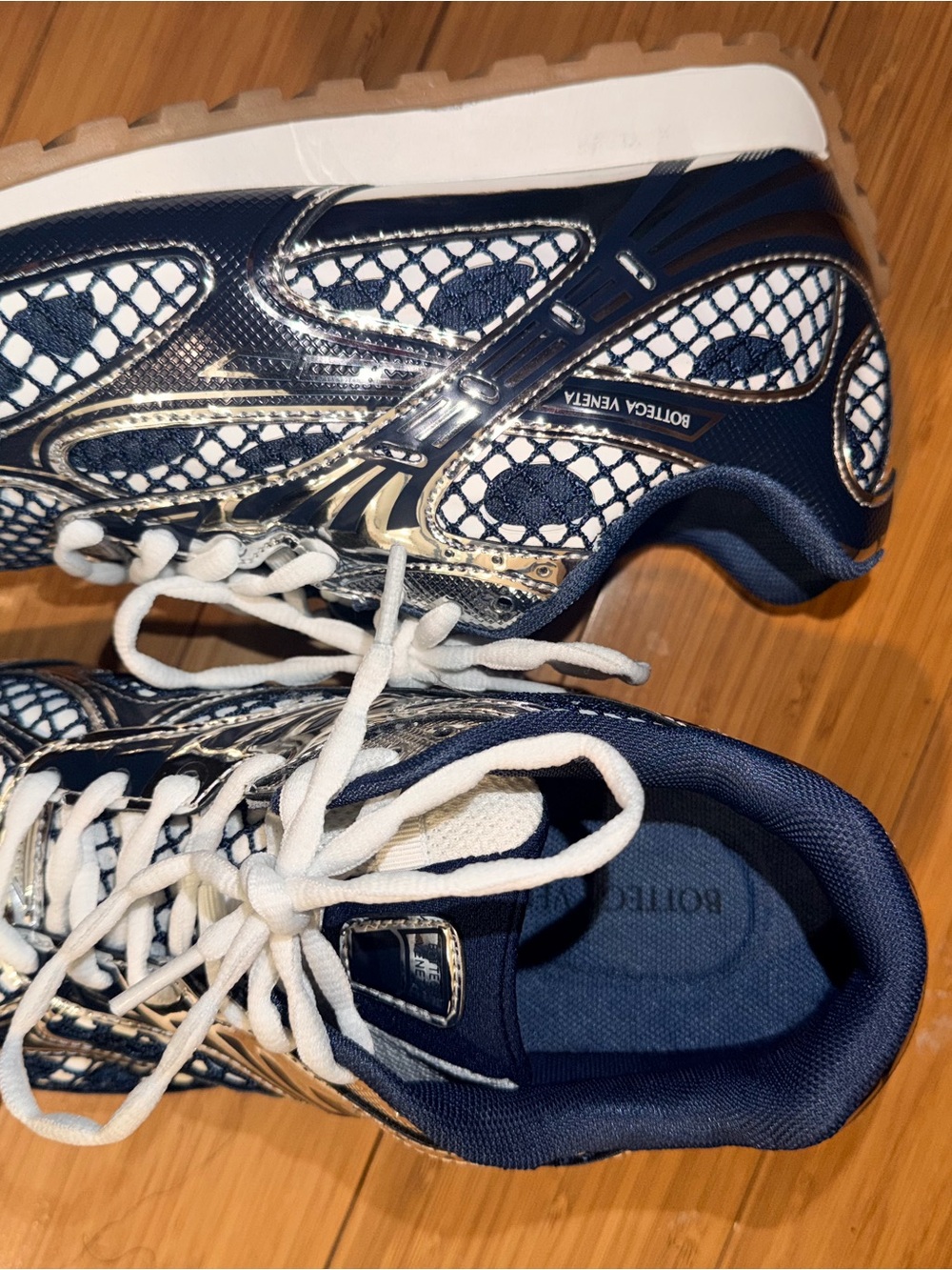 Bottega Veneta Navy, White & Silver Athletic Sneakers